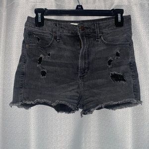 Abercrombie and Fitch distressed black jean shorts